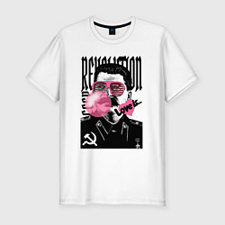 Футболка slim-fit Сталин любовь революция и жвачка, цвет: белый