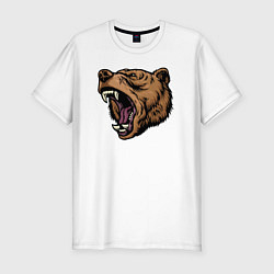 Футболка slim-fit Медведь злится, цвет: белый