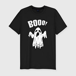 Футболка slim-fit Привидение пугает, цвет: черный