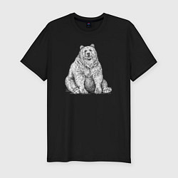 Футболка slim-fit Толстый медведь сидит, цвет: черный