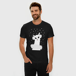 Футболка slim-fit Лама-альпака в пушистых наушниках, цвет: черный — фото 2