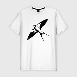 Футболка slim-fit Ласточка парит трафарет, цвет: белый