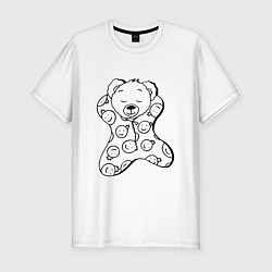 Футболка slim-fit Спящий мишка в пижаме - раскраска, цвет: белый