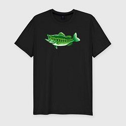 Футболка slim-fit Зелёная рыбка, цвет: черный