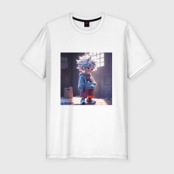 Футболка slim-fit Killua Zoldyck аниме персонаж из Hunter x Hunter, цвет: белый