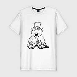 Футболка slim-fit Плюшевый мишка лепрекон - раскраска, цвет: белый