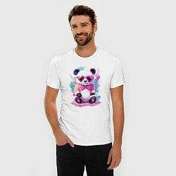Футболка slim-fit Милая панда в розовых очках и бантике, цвет: белый — фото 2