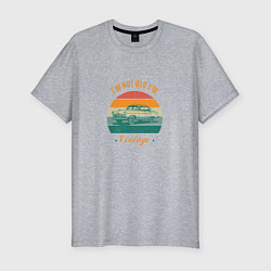Футболка slim-fit Im not old Im vintage зеленый, цвет: меланж