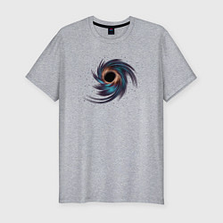 Футболка slim-fit Черная дыра с планетами и звездами, цвет: меланж