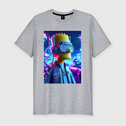 Футболка slim-fit Cyber Bart - ai art - neon, цвет: меланж