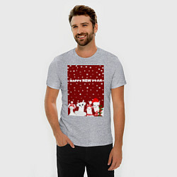 Футболка slim-fit Семья лам на новогодних каникулах, цвет: меланж — фото 2