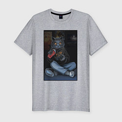 Футболка slim-fit Кот - задрот, цвет: меланж