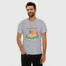 Футболка slim-fit Капибара с пончиком dont worry be capy, цвет: меланж — фото 2
