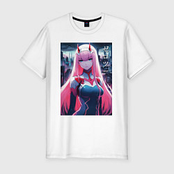 Футболка slim-fit Darling in the Franxx - zero two - ai art, цвет: белый