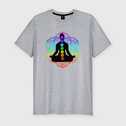 Мужская slim-футболка Символ йоги - символы чакры