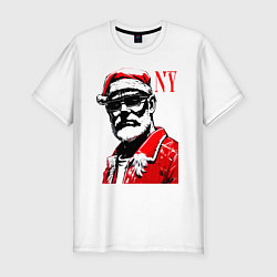 Футболка slim-fit Cool Santa - portrait, цвет: белый