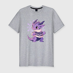 Футболка slim-fit Фиолетовый дракон в свитере, цвет: меланж
