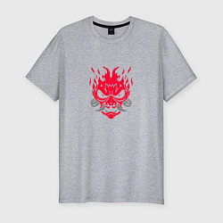 Мужская slim-футболка Логотип Samurai Cyberpunk 2077 - симметричный