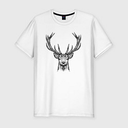 Футболка slim-fit Олень анфас, цвет: белый