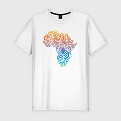 Мужская slim-футболка Разноцветная зебра