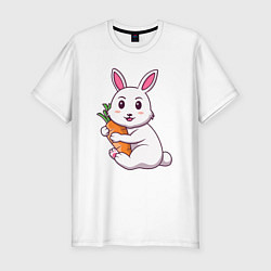 Футболка slim-fit Зайчонок с морковкой, цвет: белый