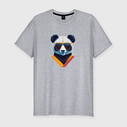 Футболка slim-fit Панда в модных очках, цвет: меланж
