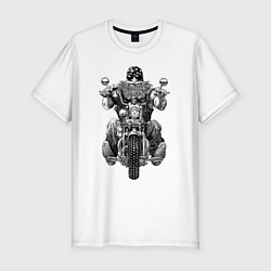 Футболка slim-fit Старый бородатый байкер, цвет: белый