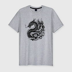 Мужская slim-футболка Японский дракон - ирезуми
