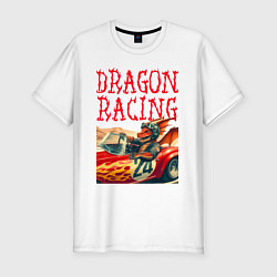 Мужская slim-футболка Dragon cool racer - ai art