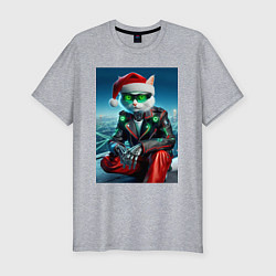 Футболка slim-fit Cool cat - new year cyberpunk, цвет: меланж