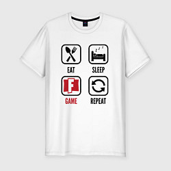 Футболка slim-fit Eat - sleep - Fortnite - repeat, цвет: белый