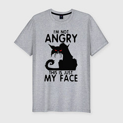 Футболка slim-fit I am not angry cat, цвет: меланж
