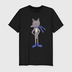 Футболка slim-fit Волк в шарфе, цвет: черный