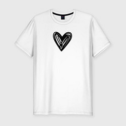 Мужская slim-футболка Рисованное чёрное сердце парное