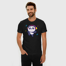 Футболка slim-fit Music panda, цвет: черный — фото 2