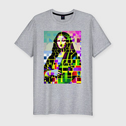 Футболка slim-fit Mona Lisa - mosaic pop art, цвет: меланж