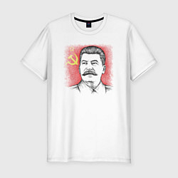 Футболка slim-fit Сталин с флагом СССР, цвет: белый