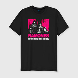 Мужская slim-футболка Ramones rocknroll high school