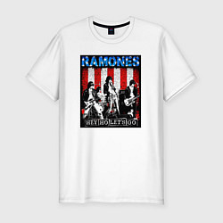 Мужская slim-футболка Ramones hey ho lets go