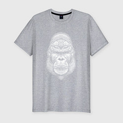 Мужская slim-футболка Морда серьезной гориллы