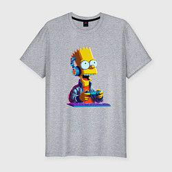 Мужская slim-футболка Bart is an avid gamer