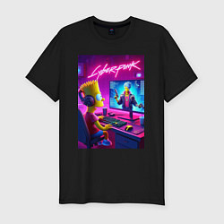 Мужская slim-футболка Gamer Bart - cyberpunk