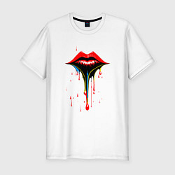 Футболка slim-fit Splashart губы женские, цвет: белый