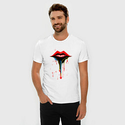 Футболка slim-fit Splashart губы женские, цвет: белый — фото 2