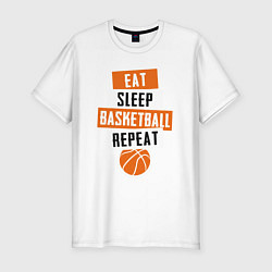 Мужская slim-футболка Eat sleep basketball