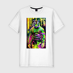 Футболка slim-fit Dude tiger - neon, цвет: белый