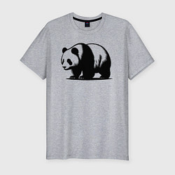 Футболка slim-fit Стоящая чёрная панда, цвет: меланж