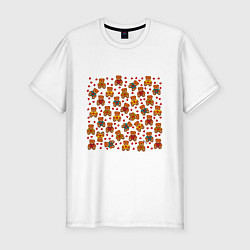 Футболка slim-fit Медвежата игрушечные и сердечки, цвет: белый