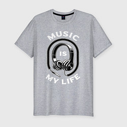 Мужская slim-футболка Музыка is my life
