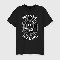 Футболка slim-fit Музыка is my life, цвет: черный